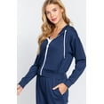 thumbnail image 2 of Simply Fashion Inner Brusedd Fleeced French Terry Hoodie,NAVY,LARGE, 2 of 4