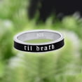 thumbnail image 5 of 4mm Wide Til Death Black Enamel Band Ring | Promise Ring | Anniversary Wedding Ring | Stacking Band | Gift for Her/Him - 925 Sterling Silver, 5 of 7