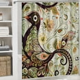 thumbnail image 6 of Chilfamy  Ethnic Shower Curtain, Oriental Floral Leaf Pattern with Middle Eastern Design, Cloth Fabric Bathroom Decor Set with Hooks, Grey Yellow Chocolate White, 6 of 7