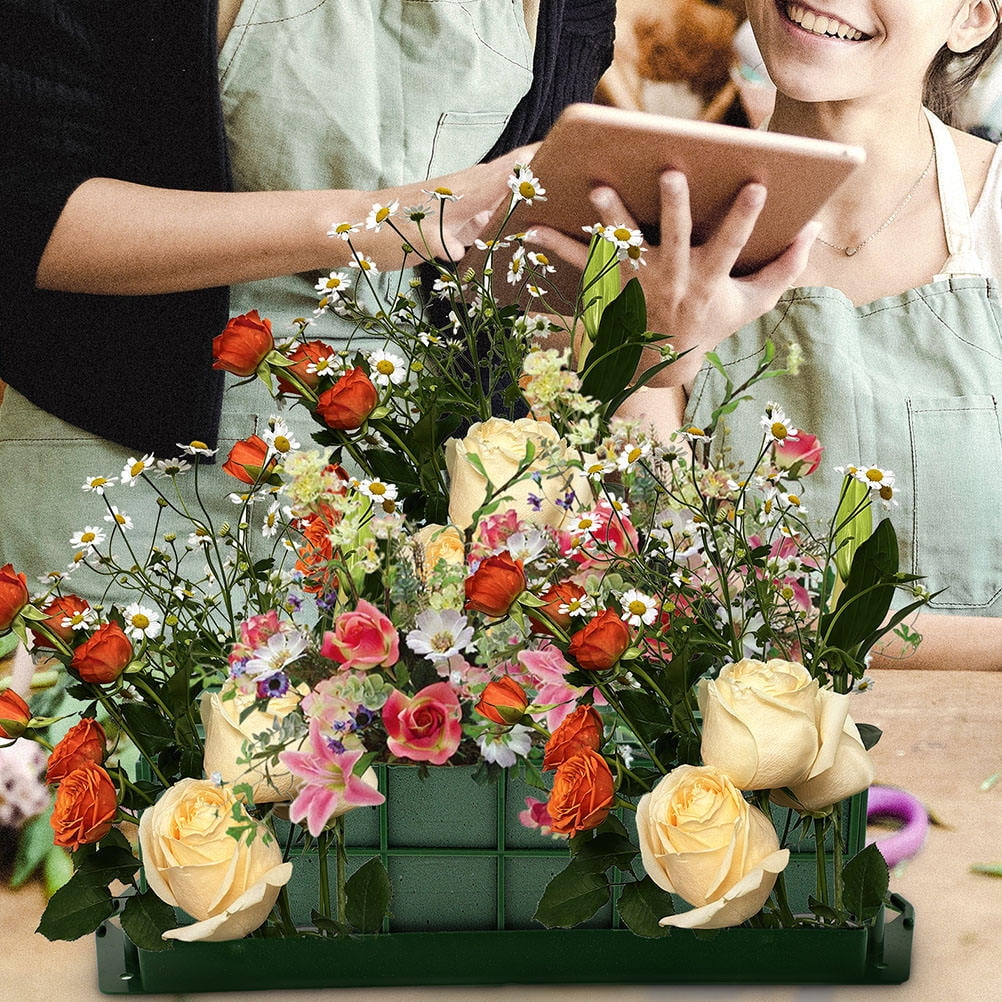 Tineasur 4Pcs Green Floral Foam Cage Easy to Use Flower Arrangement Tool for Home and Events