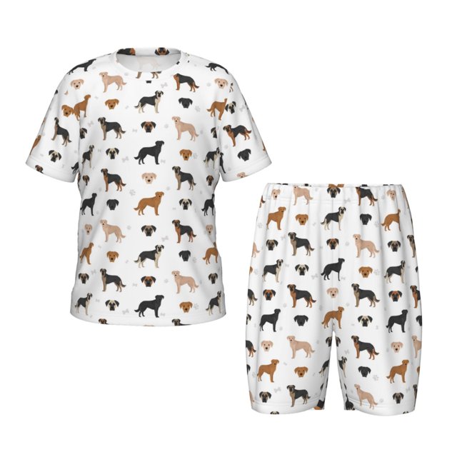 Fotbe Labrador Retriever Dog Pijama Estampada de 2 Piezas para Niños – Ropa de Dormir de Manga Corta Cómoda para Niños y Niñas, Camiseta y Shorts de Algodón-Large