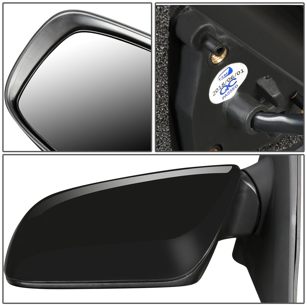 DNA Motoring OE Style Powered Driver Left Side Door Mirror for 2009-2014 Toyota Matrix, Black, Textured