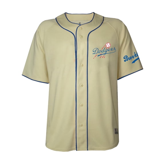 MLB Los Angeles Dodgers Men's Cream Cooperstown Full Button Jersey