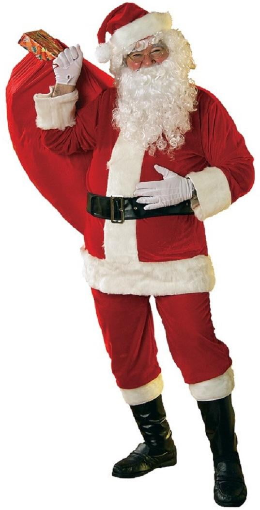 US Adult Christmas Costume Santa Claus Suit Fancy Dress Deluxe Velvet Full Set 