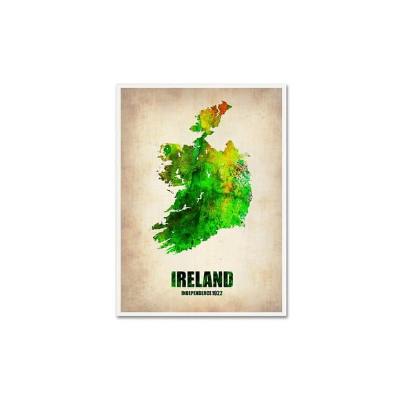 Trademark Fine Art "Ireland Watercolor Map" Canvas Art by Naxart