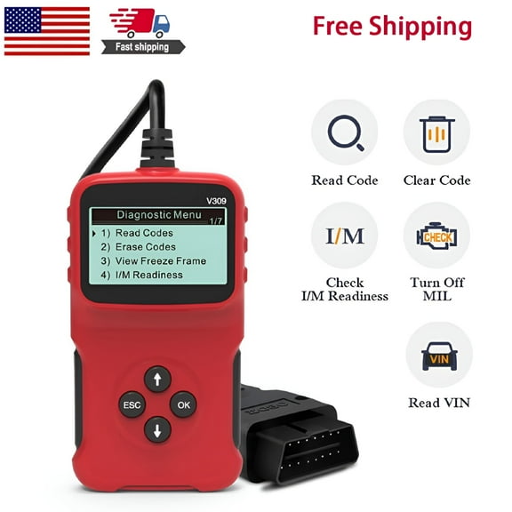 GJX OBD Scanner Professional Diagnostic Car Scanner Tool and Car Code Reader, One Click Check Engine Light Reset, Read and Clear Trouble Codes for All Cars and Trucks