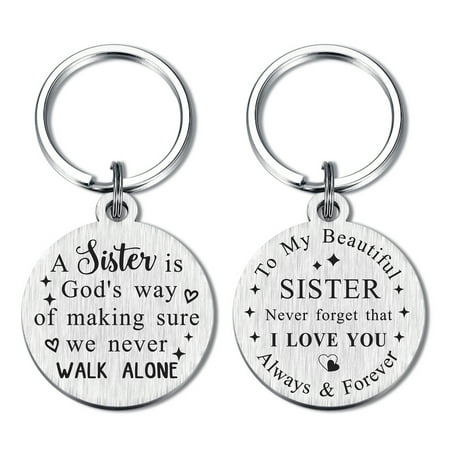 Yobent Sister Gifts For Birthday Christmas Valentines, A Sister Is God'S Way Of Making Sure We Never Walk Alone Keychain