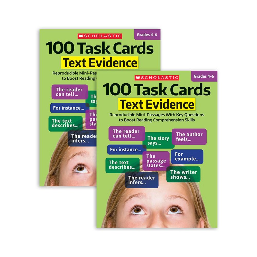 Scholastic Teaching Solutions 100 Task Cards: Text Evidence Text Activity Book, Pack of 2
