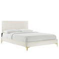 thumbnail image 2 of Modway Yasmine Channel Tufted Velvet Queen Platform Bed in White, 2 of 8