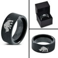 thumbnail image 4 of Tungsten Bulky Rhino Rhinoceros Band Ring 9mm Men Women Comfort Fit Black Flat Cut Brushed Polished, 4 of 4