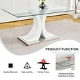 thumbnail image 6 of Sumdeal 63" rectangle Modern Glass Top Dining Room Table Sets for 4,Glass Dining Table with 4 PU leather C-Shape Chairs with Handle, 1 White Base Glass Table and 4 Light Gray Chairs, 6 of 10