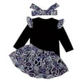 thumbnail image 3 of Hotiary Infant Baby Girls Halloween Outfit Toddler Ruffle Long Sleeve Skull Print Romper Skeleton Ghost Bow Skirt Headband 3 Piece Set Fancy Clothes for 3-24 Months Black, 3 of 8