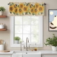 thumbnail image 2 of Curtain Valance for Windows, Watercolor Farm Sunflowers Leaves Kitchen Valances Rod Pocket Short Curtains, Retro Yellow Plaid Lattice Window Valance for Bedroom Bathroom Living room 60x14in, 2 of 9