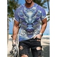thumbnail image 2 of Men's Fashion Dragon Pattern 3D Printed T-Shirt, Animal Pattern Short Sleeve Street Style T-Shirt, Summer Casual Men's Top, Polyester Knitted Fabric, Geometric Pattern, Round Neck, Slim Fit Style, 2 of 6