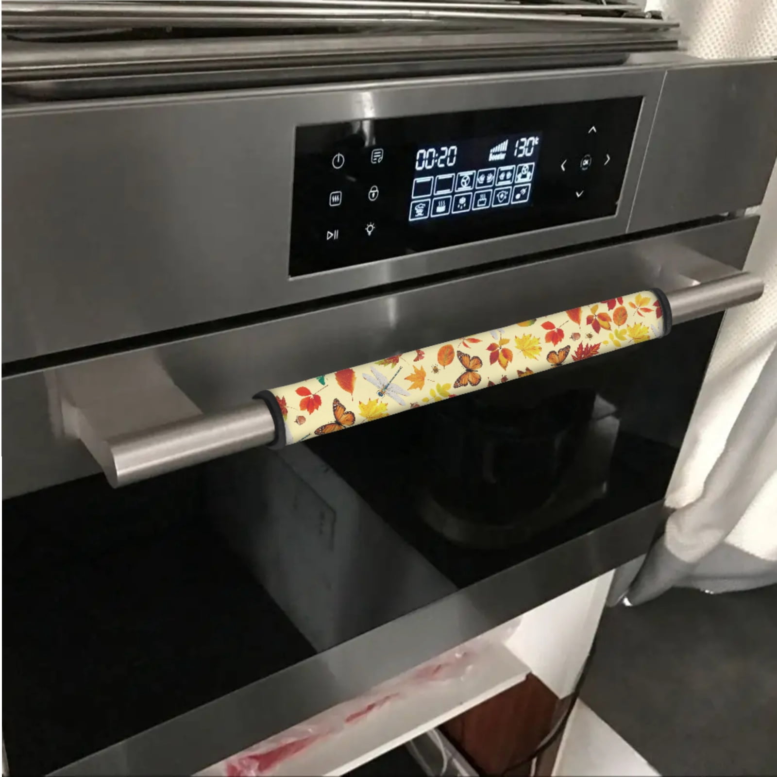 SEANATIVE 6 PCS Refrigerator Door Handle Covers Water-Resistant Kitchen Electrical Appliance Decor Handles Fridge Microwave Dishwasher Door Cloth Protector, Butterfly Dragonfly Leaves Maple Leaf