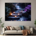 thumbnail image 6 of Mudket Waterfall with Candles and Purple Flowers Canvas Wall Art, Framed Print, Ready to Hang Wall Decor for Living Room Bedroom, Fantasy Nature Artwork - 12"L x 8"W, 6 of 10