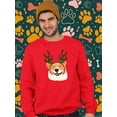 thumbnail image 2 of Jolly Corgi Reindeer Antlers Sweatshirt Men -Image by Shutterstock, Male Small, 2 of 4