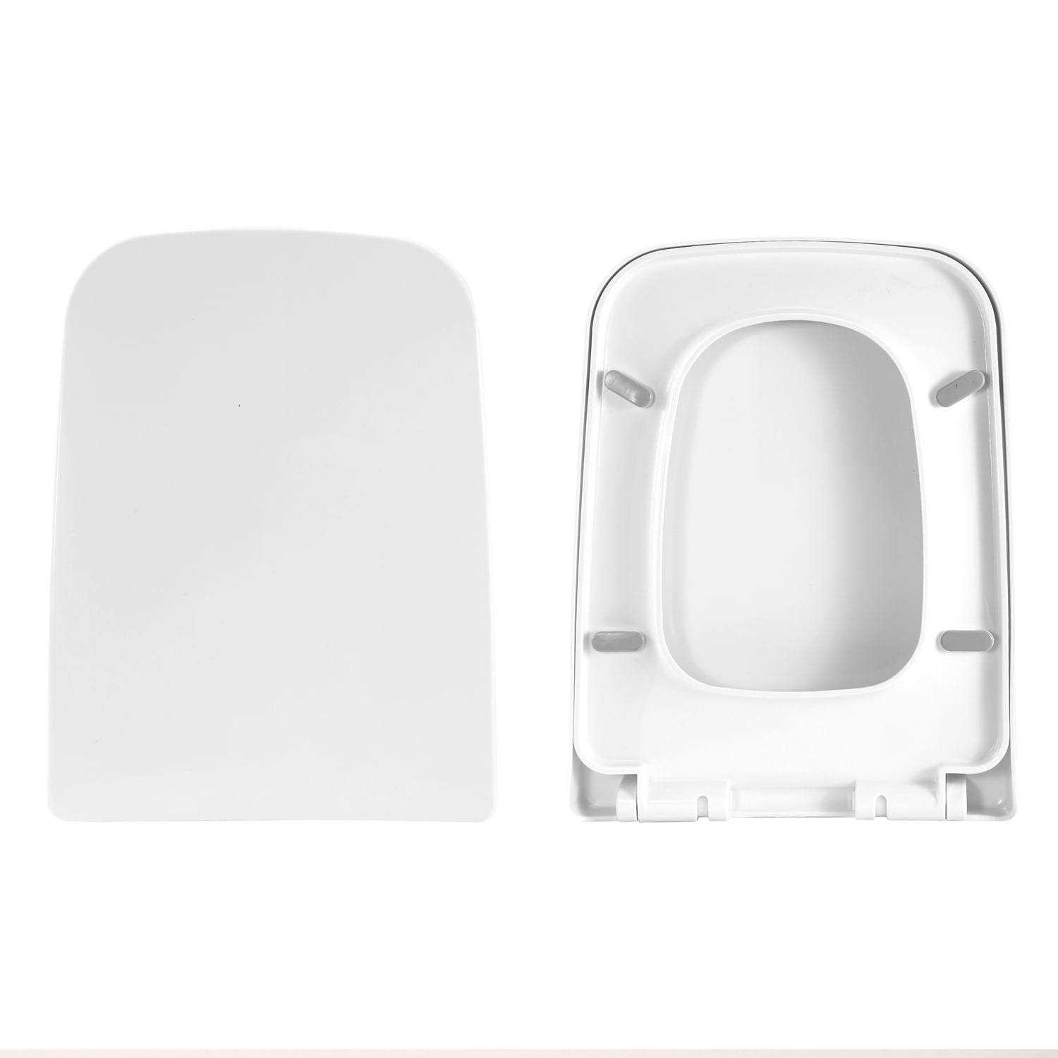 Teqhome Square Toilet Seat Cover 3.3lbs with Non-Slip Bumpers, Easy Cleaning, No Slam , White