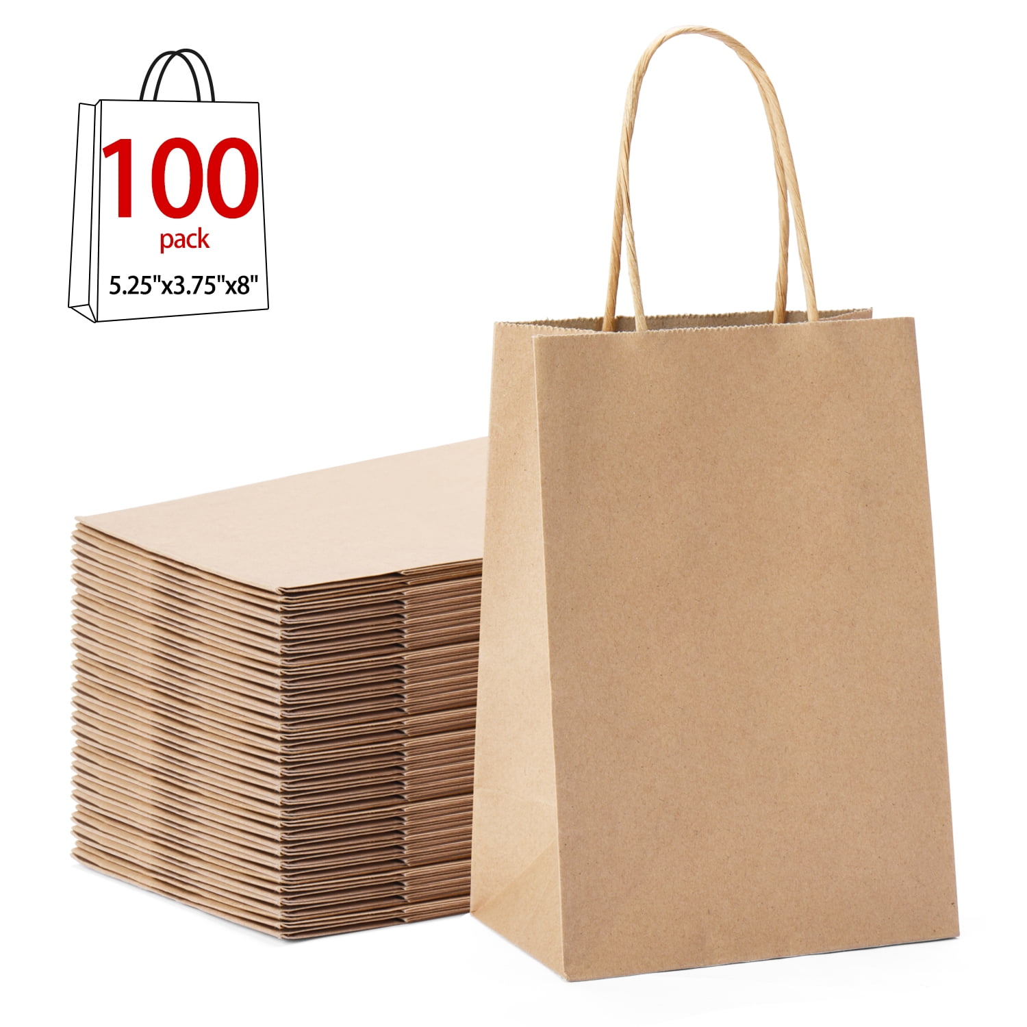 GSSUSA Brown Kraft Paper Bags Small Craft Gift Bags 25pcs 5"x3.75"x8" Shoppin...