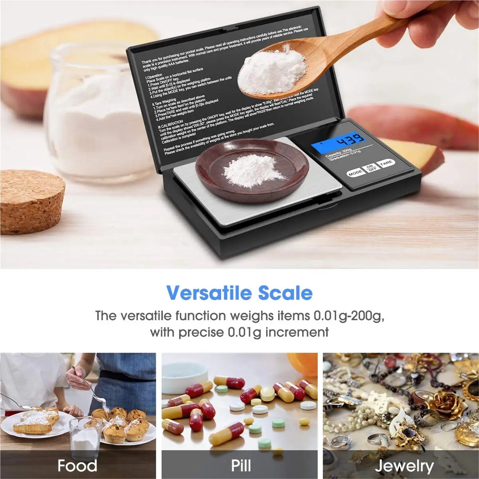 High Precision Digital Pocket Scales Jewelry Mini Stainless Steel Electronic Scale Gold Gram Balance Weight Portable 0.01g