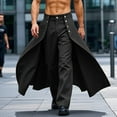 thumbnail image 3 of Rvwovn Men's Patchwork Cape Dress Pants, Straight Leg Business & Streetwear Trousers with Pockets, 3 of 8