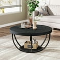 thumbnail image 3 of AEGFKDRound Coffee Table, 31.7" Black 2-Tier Circle Coffee Table with Storage Shelves, Modern Accent Cocktail Table Center Table for Living Room, 3 of 10