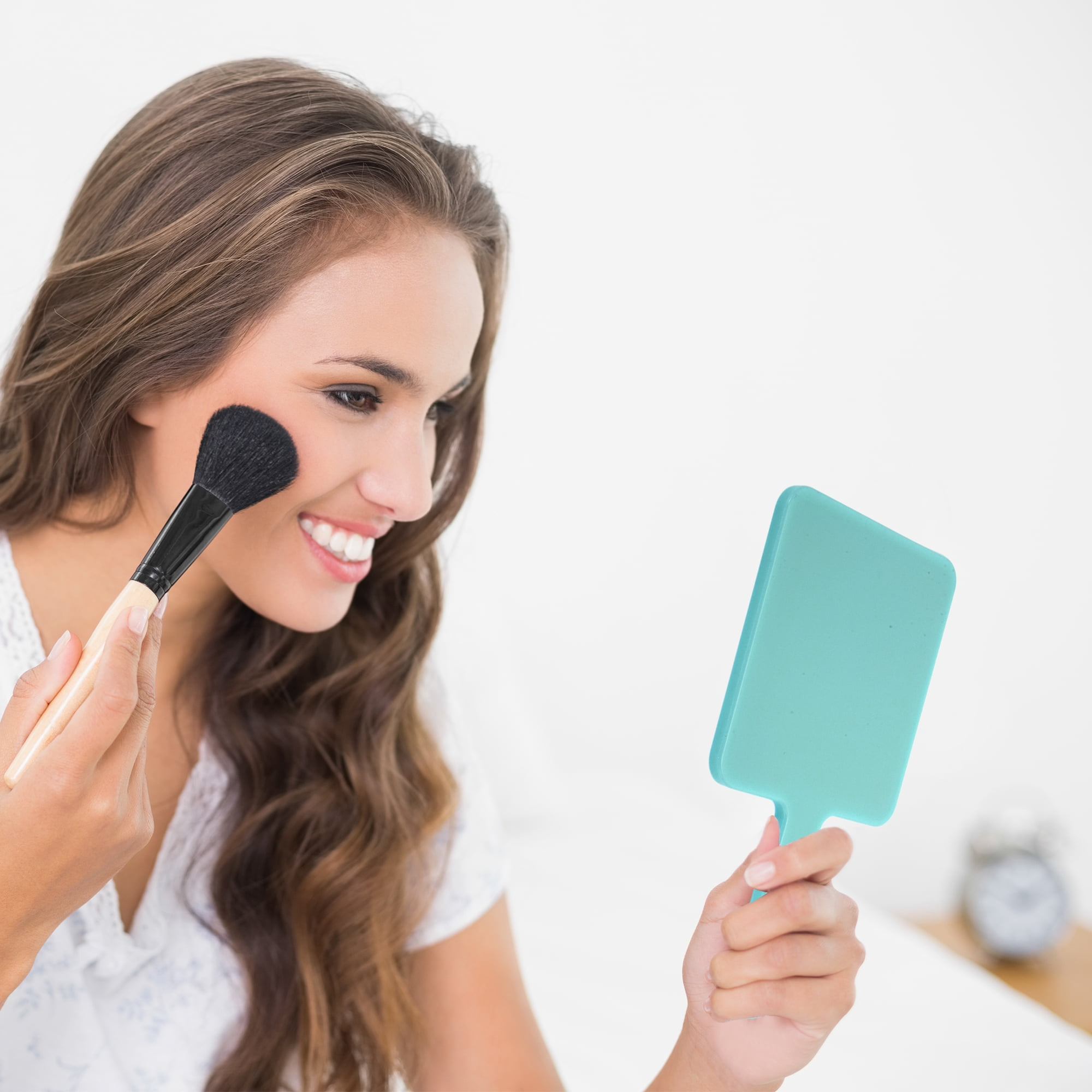 Unique Bargains 1Pc Large Square Handheld Mirror for Vacation Travel Use Green Medium