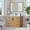 thumbnail image 2 of Anais 48" Wood Vanity in Light Brown with White Composite Stone Top with Mirror, 2 of 13