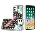 thumbnail image 2 of BEMZ Diamond Bling Cover Case [Rhinestone Cluster Design] [TPU Gel Full Body Protection] (with LED Flashlight Keychain) Phone Case for iPhone 14 Pro Max - Black Blue Butterfly Rose Flower, 2 of 4