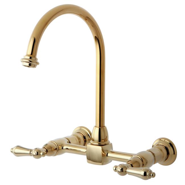 Kingston Brass KS1292AL 8 in. Wall Mount Goose Neck Kitchen Faucet