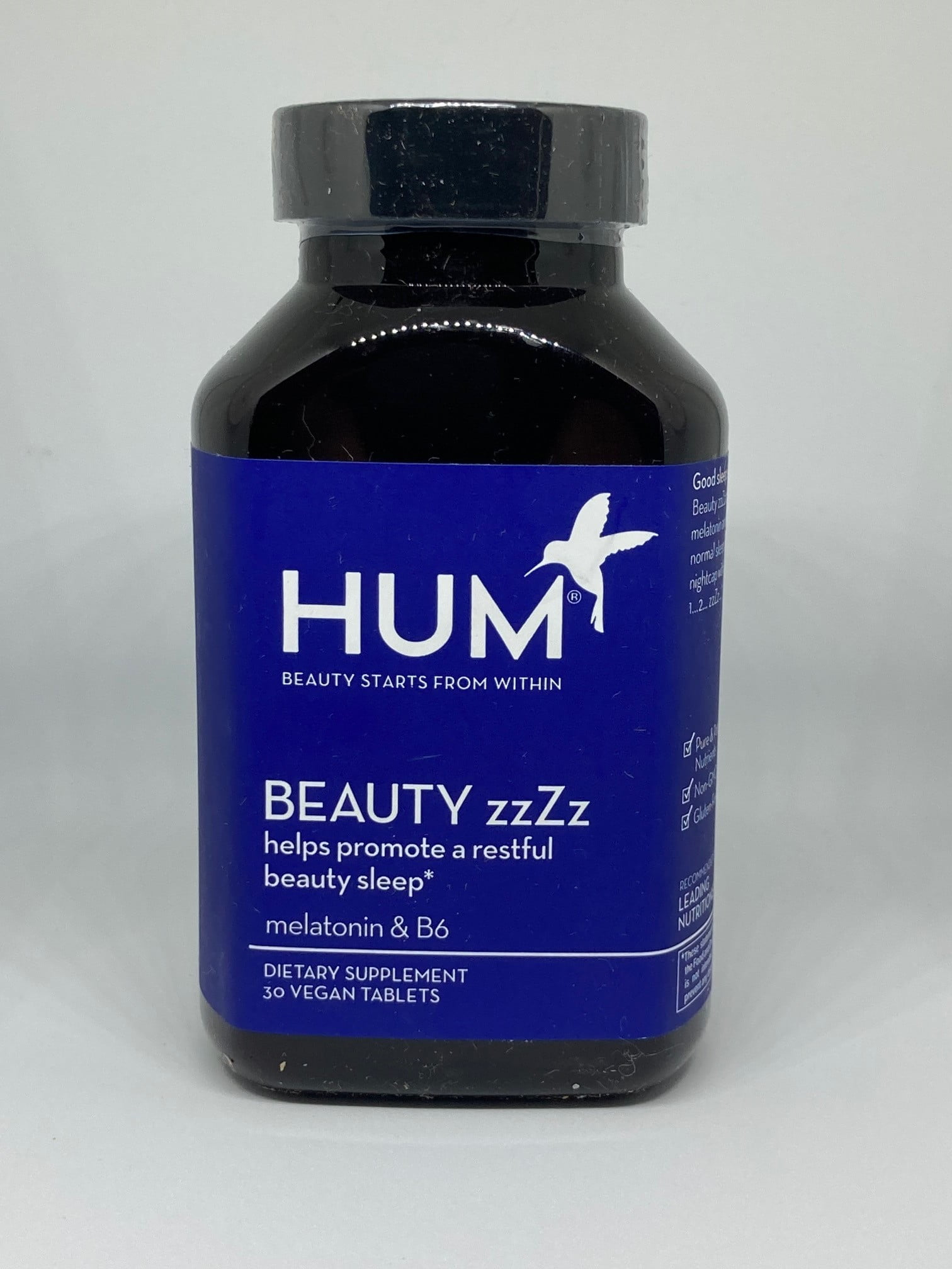 HUM Beauty zzZz Vegan Melatonin - Sleep Supplement to Promote Deep & Restful Sleep - Calcium & Vitamin B6 Blend Sleep Tablet Help Reduce Time It Takes to Fall Alseep - Non-GMO/Gluten Free (30 Tablets)