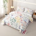 thumbnail image 3 of Erosebridal Cartoon Bunny Rabbit Twin Quilt Set for Girls, Kawaii Floral Leaf Twin Coverlet Set, 2 Pieces, 3 of 7
