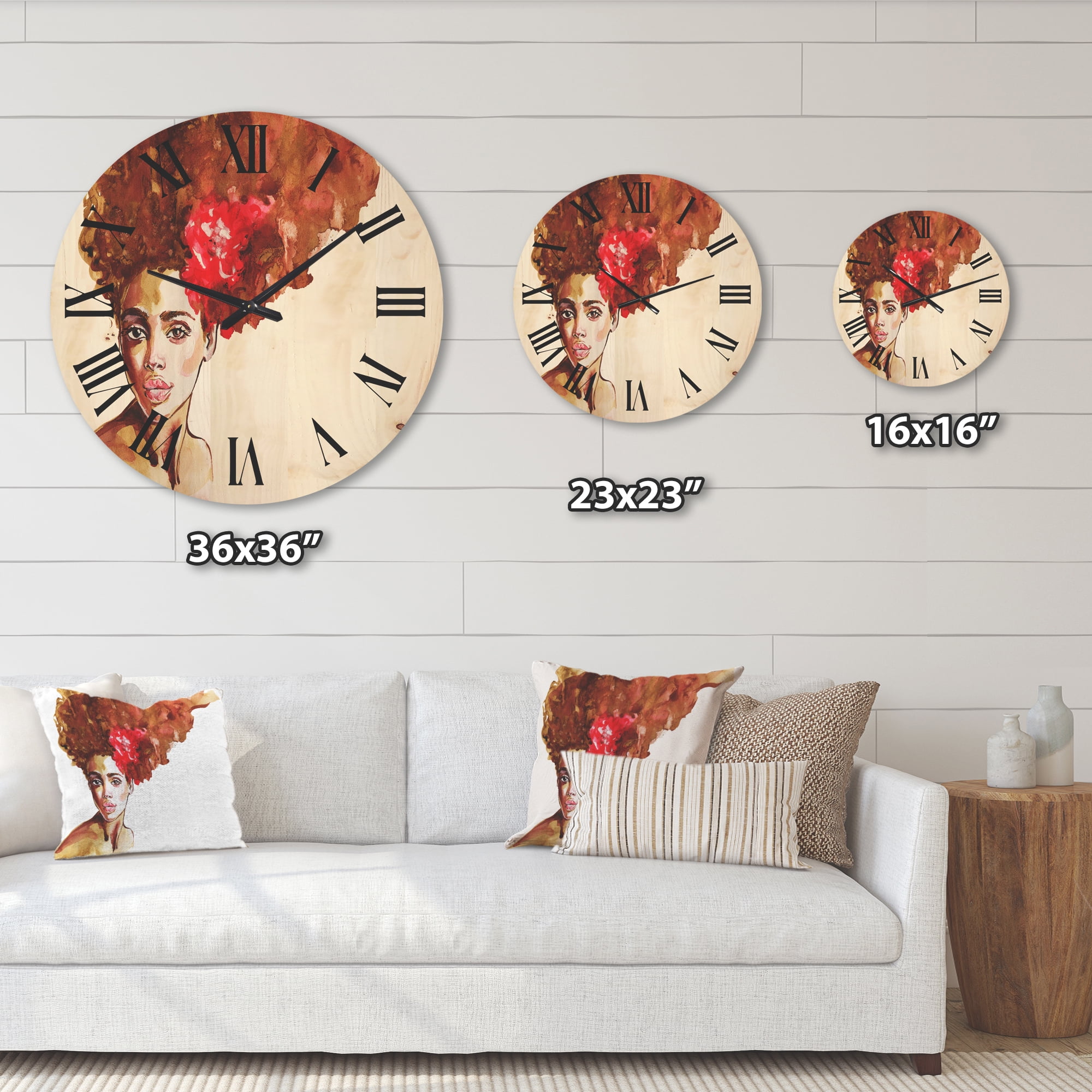 Designart 'Portrait of Young African American Woman II' Modern Wood Wall Clock
