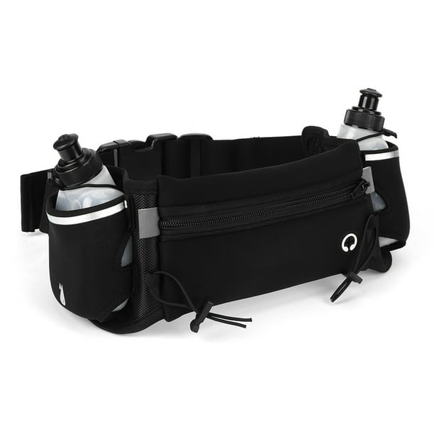 Cinturón para correr con botella de agua Riñonera impermeable para deportes al aire libre Juego de botellas Negro