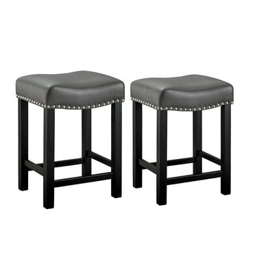 Steve Silver Aspen Gray Faux Leather Solid Wood Counter Stool