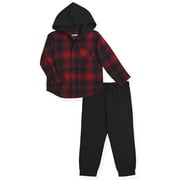 Tony Hawk Boys Hooded Flannel Shirt and Jogger Pant 2-Piece Outfit Set, Sizes 4-12