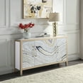 thumbnail image 4 of ACME Olisa Rectangular Console Table in Stone Grain, White and Gold, 4 of 5