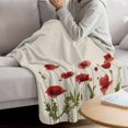 thumbnail image 3 of Red Spring Floral Blanket Soft Cozy Warm Throw Blanket for Couch, Plush Fuzzy Flannel Fleece Blankets for Sofa, Farmhouse Flowers Elegant Pastoral Rustic Bed Blankets Gifts for Men, 40"x50", 3 of 9