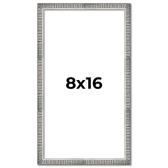8x16 Frame Silver Grey Distressed Solid Wood Picture Frame | 0.75 Inch Moulding Width | Interior