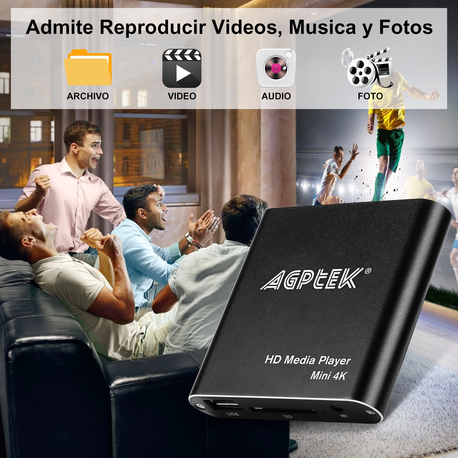  AGPTEK Reproductor multimedia de TV HDMI 4K a 30hz