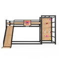 thumbnail image 5 of Bellemave Bunk Bed with Slide & Basketball Hoop, Full over Full Bunk Bed with Pull-up Rings and Climbing Wall, Metal Full Size Loft Bed with Bookcase and Play Space, Yellow, 5 of 9