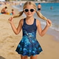 thumbnail image 3 of Uourmeti Starry Night Sea Turtle Girls Skirted One-Piece Swimsuit - Quick Dry Soft Stretch Swim Dress for Beach Pool & Vacation, 3 of 8