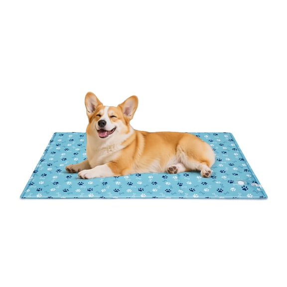 Ownpets Pet Cooling Mat Water-Filled Leak-proof Ice Pad for Dog Cat Lake Blue Size L
