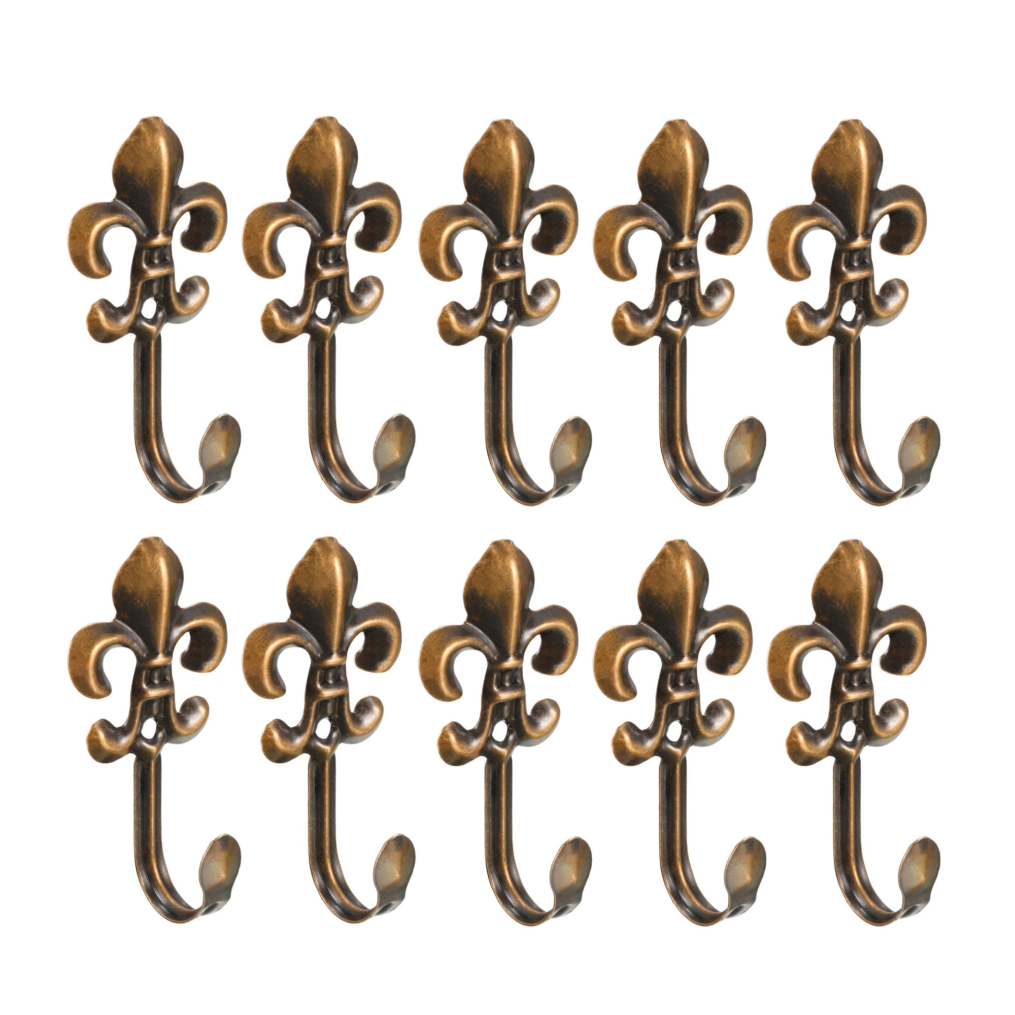 Durable Curtain Hooks Wall Mounted Antique Bronze Hook for Coat Towel Key Hat 77mm x 40mm x 25mm with Screws 10pcs