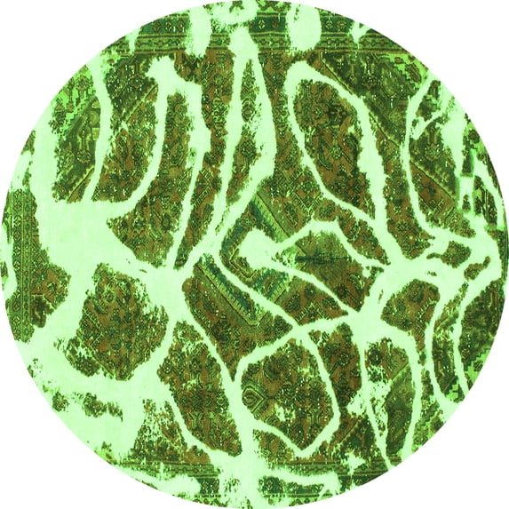 Ahgly Company Indoor Round Abstract Green Modern Area Rugs, 5' Round