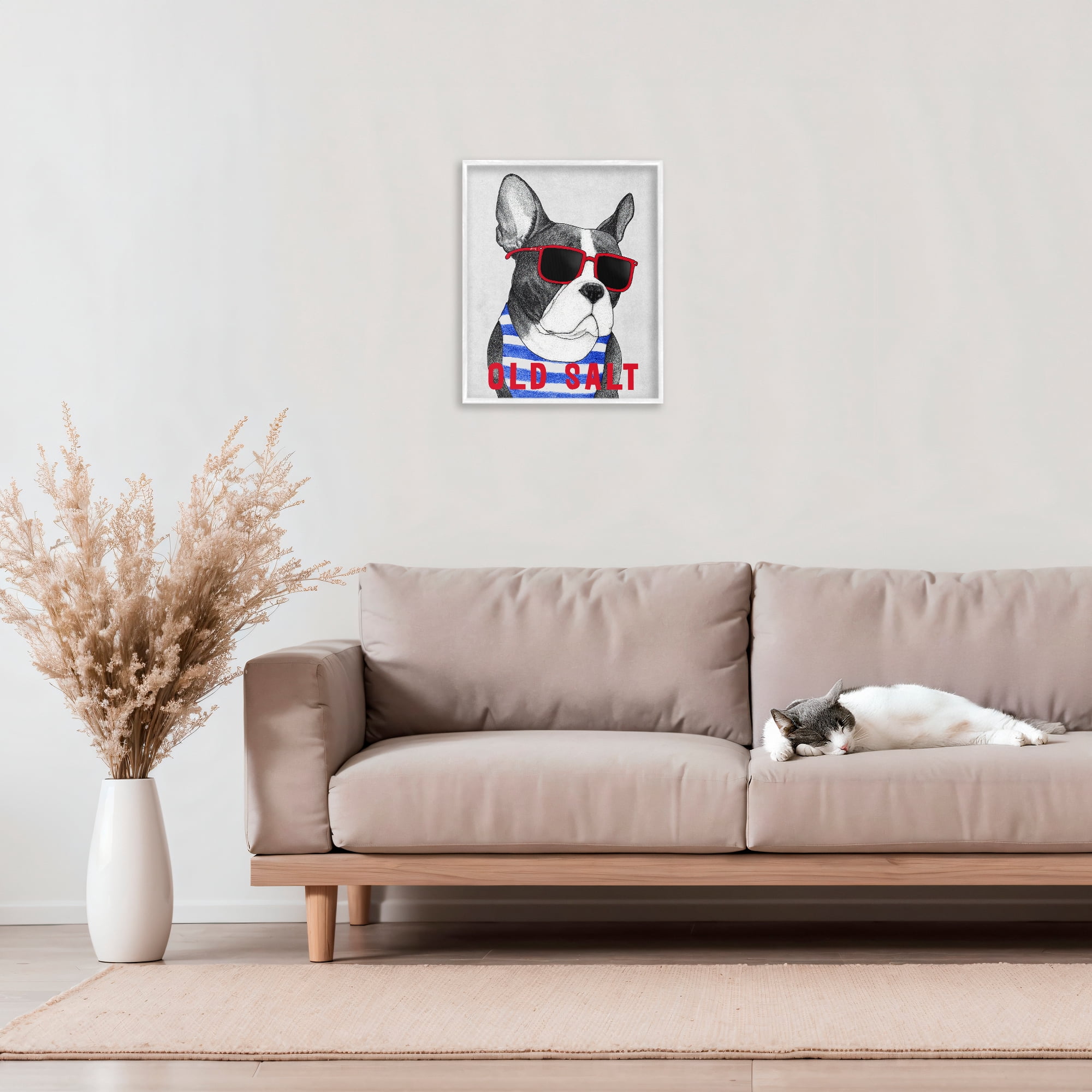 Stupell Industries Old Salt Summer Frenchie White Framed Giclee Art, design by Barruff