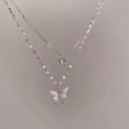thumbnail image 2 of HOOUN Women's Fashion Gold Or Silver Double Layered Butterfly Pendant Necklace-Gold, 2 of 8