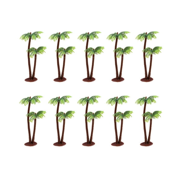 MLINS 10 Pcs Green Synthetic Palm Tree Models for Landscape Decor Cake Toppers and DIY Projects 14CM