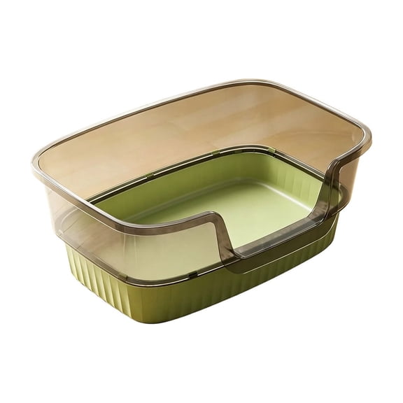HOARBOEG Semi Enclosed Cat Litter Box High Rim Splash Guard Roomy Cat Litter Pan Easy Rinse Open Design for Cats Under 10 Pound 17.72 x 11.81 x 7.09in