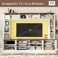 thumbnail image 3 of 95.5" W Wall Unit Entertainment Center with Bookshelves for TVs up to 80", Modern TV Stand Media Console with Cabinets, Tempered Glass Doors and Adjustable Shelves for Living Room, White, 3 of 9